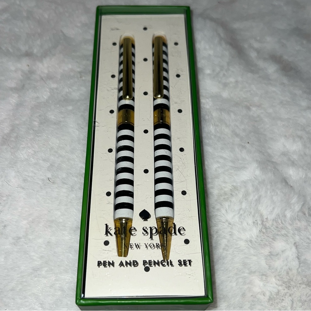 KATE SPADE STRIPE PEN AND PENCUL SET NIB - Picture 1 of 3